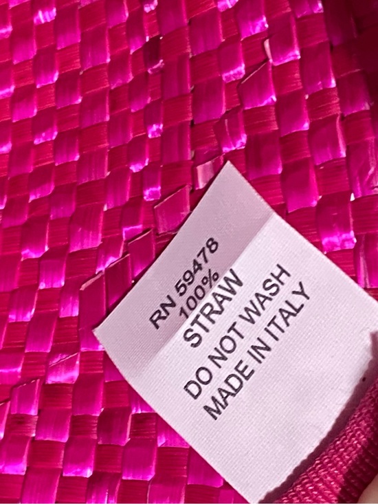 ‼️Made in Italy Woven Straw Bucket Hat with Hot Pink Band main image 8